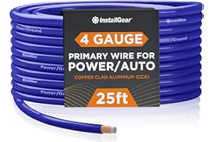 InstallGear 4 Gauge Wire (25ft) Copper Clad Aluminum CAA - Primary Automotive Wire, Car Amplifier Power & Ground Cable, Battery Cable, Car Audio Speaker Stereo, RV Trailer Wiring Welding Cable 4ga