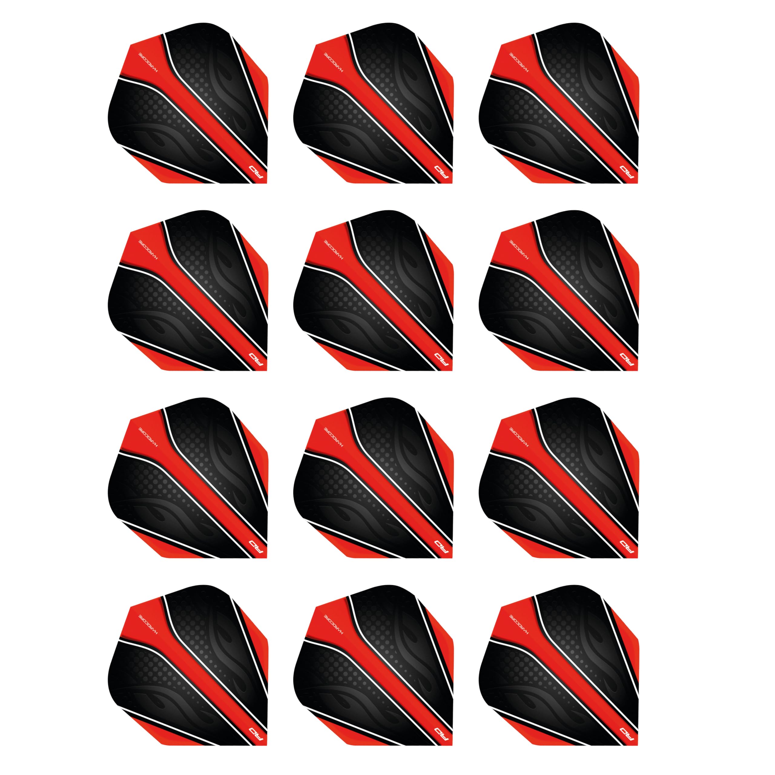 Hardcore Radical Black & Red Extra Thick Standard Dart Flights - 4 sets Per Pack (12 Dart Flights in total)