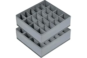 Sock Drawer Organizer Divider 2 Packs Underwear Organizer, 24 Cell Closet Organizers and Storage Organizer Sock Holders Organ