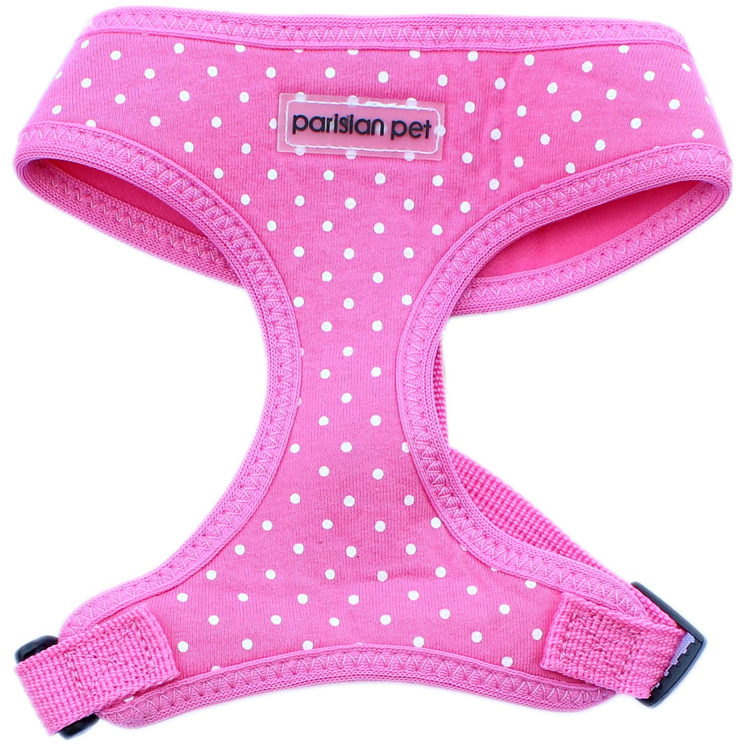 Parisian Pet Dog Cat Harness Vest, Light Pink, Polka Dot, Lilac, Black, Red, Green, Orange, Pink, Blue (X-Large, Pink Dots) โ image 1