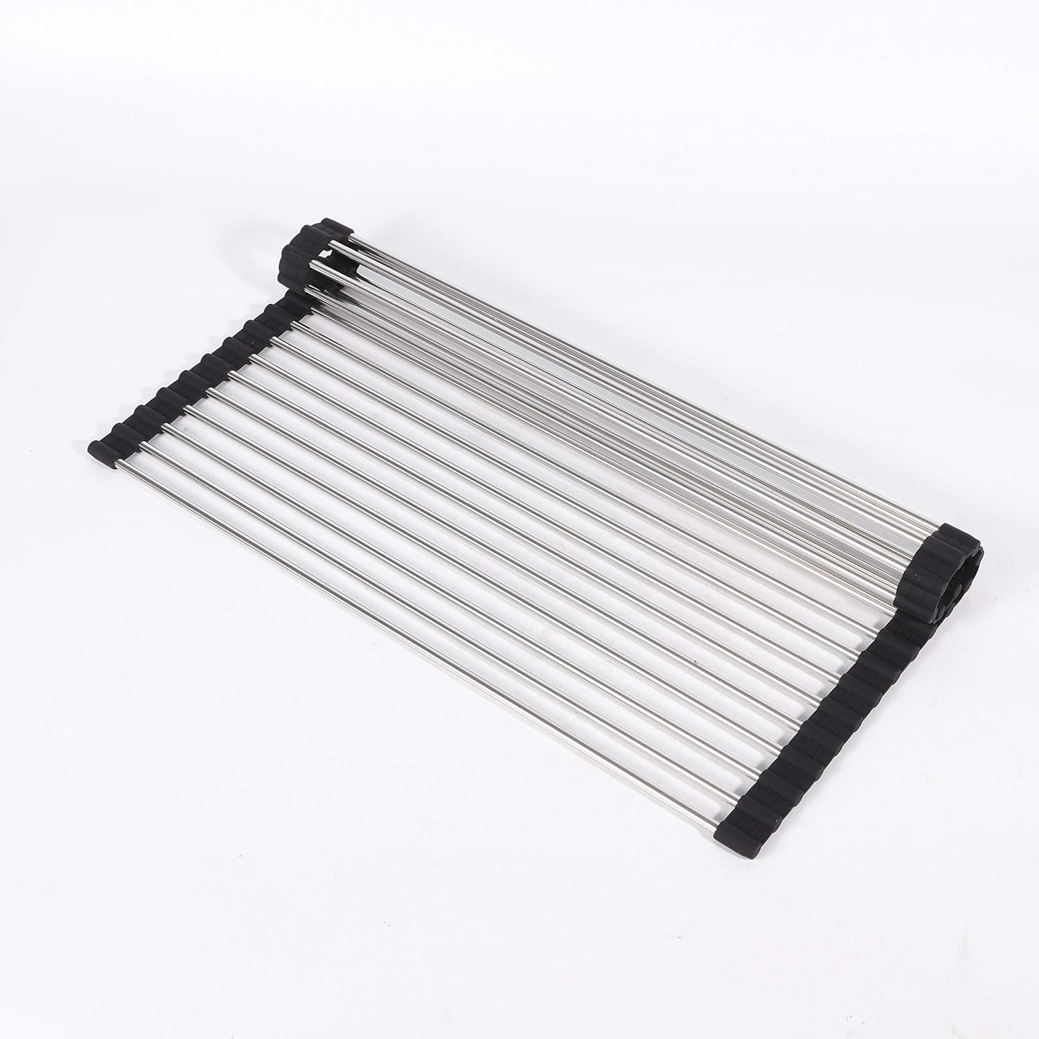 Dish Drainer Mat with Plates Holder, Rollup Over Sink Dish Drying Rack