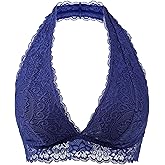 Cotorance Womens Lace Bra No Underwire No Pads V Neck Halterneck Bralettes