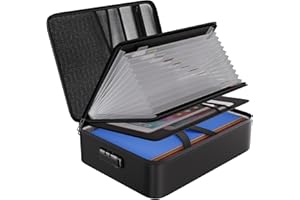 ENGPOW 5200℉ Fireproof File Organizer Bag with 13 Pocket Accordion File Folder,Document Organizer Box with Lock&Labels,Multi-