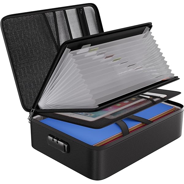 DocSafe Fireproof Document Box with Lock＆Shoulder Strap, Hard
