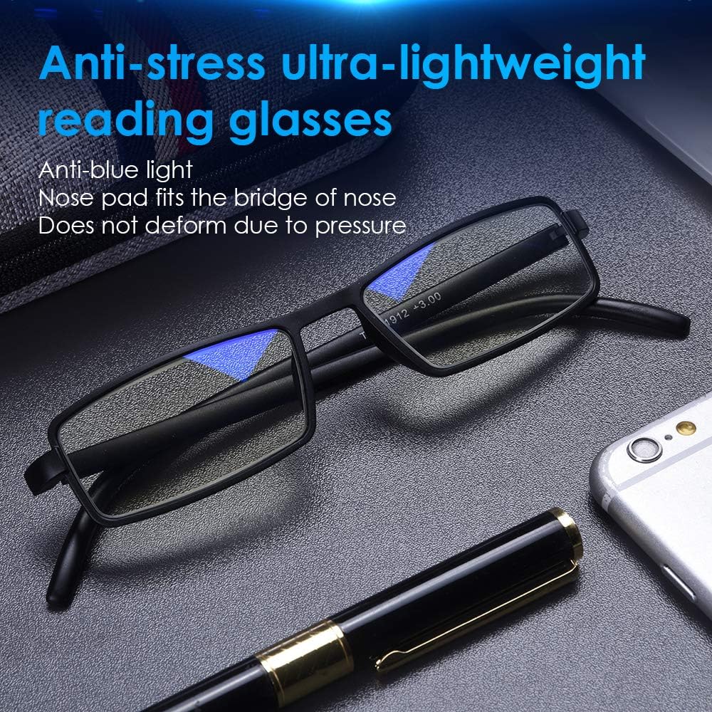 LUFF 4 Pcs of Reading Glasses Flexible Temples, Anti-Blue Light and Ultra-Light Reading Glasses for Unisex(1.5X) - Image 3
