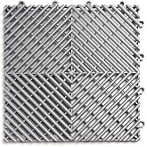 SnapLock RaceDeck Free-Flow 12"x12" Interlocking Garage Tiles, 12pk, Alloy | 12 sq. ft. coverage, Self-draining open-grid design, 80,000-lb. rolling load capacity, Snap installation, Made in USA