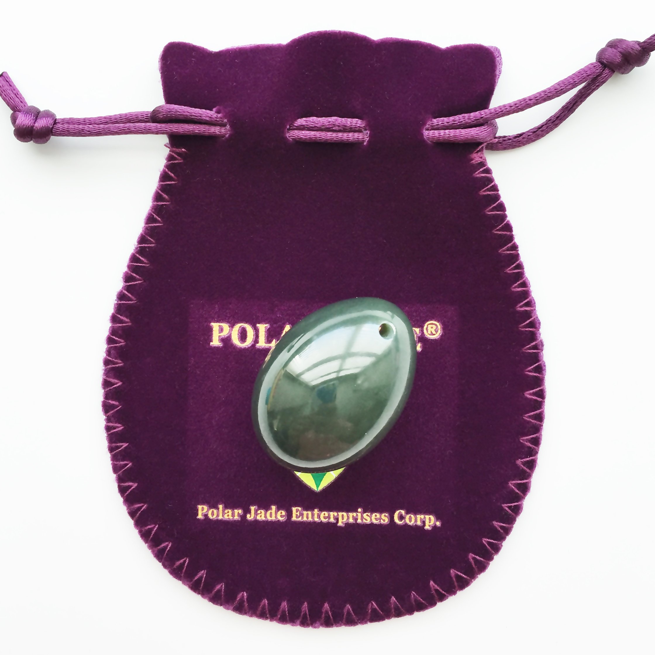 Nephrite Jade Egg, Small Size, Drilled, with Certificate and Instructons, for Experienced and Advanced Users to Train Kegel Muscles to Gain Better Bladder Control to Prevent Urinary Incontinence, Gold