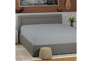 Color Sense 100% Cotton Full Size Fitted Sheet Light Gray, Breathable & Lightweight Fitted Bed Sheet, Easy Fit 17” Deep Pocket Fitted Sheet Only, Cool & Crisp Percale Bottom Sheet (54” W x 75” L)