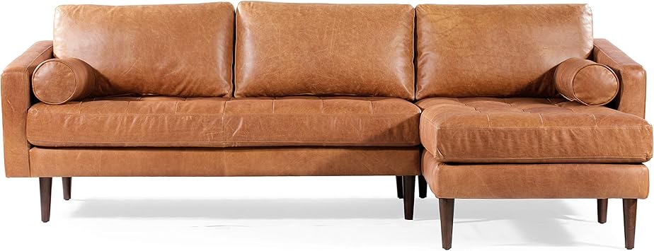 Amazon Com Poly Bark Napa Right Sectional Modern Leather Sofa