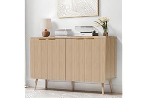 FONTOI Buffet Cabinet with Storage, Multifunctional Storage Cabinet with 4 Doors, Modern Sideboard Buffet Credenzas for Living Room, Entryway, Hallway, Natual Oak