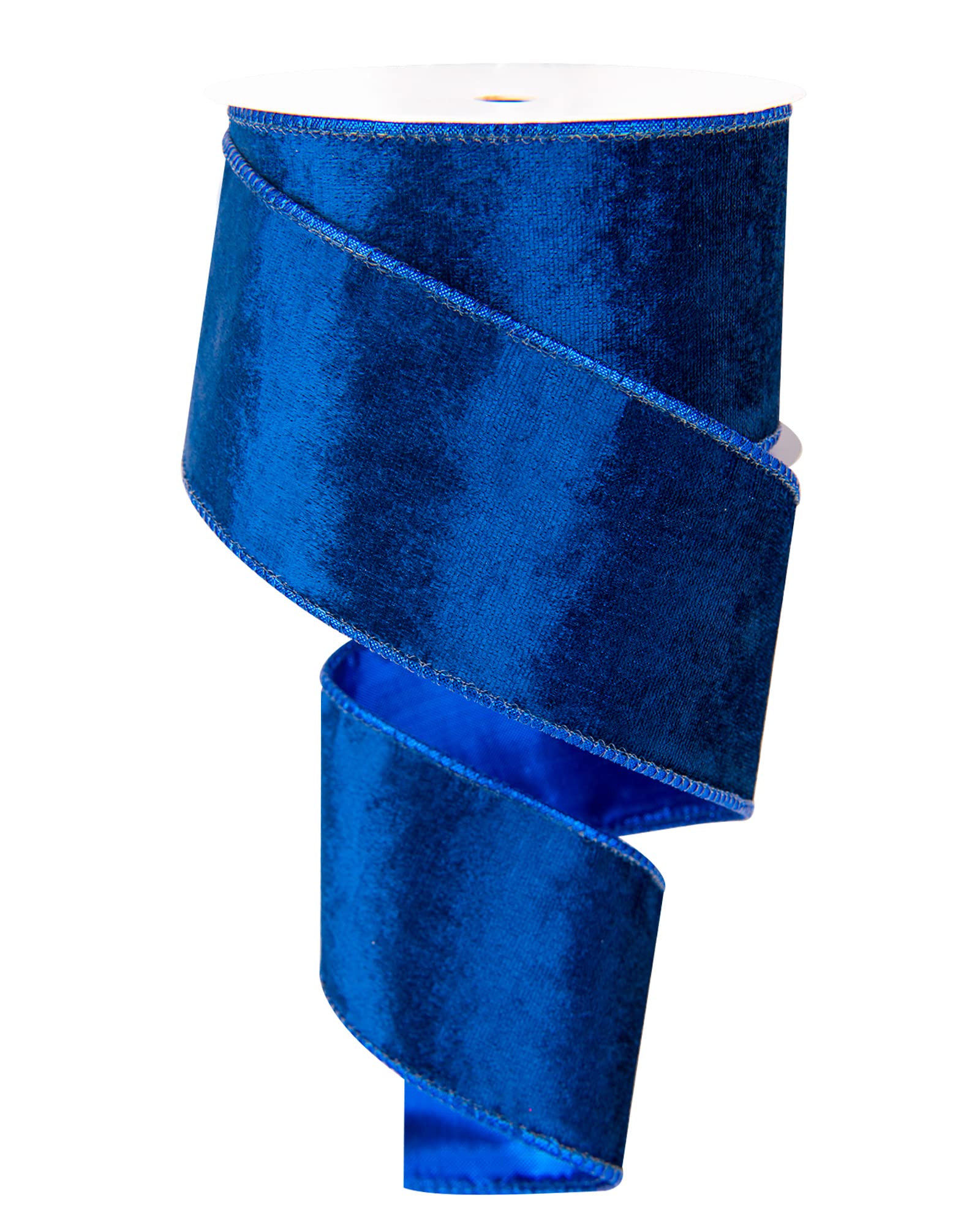 Photo 1 of 2.5Inch X 10 Yards Christmas Velvet Ribbon,2.5" Wide Wired Ribbon for Christmas Crafts Decoration, Wrapping Crafts (Blue)