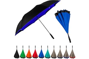 STROMBERGBRAND UMBRELLAS The Inversa Large 48" Reverse Self Standing Windproof Inverted Reversible Umbrella, Double Layer Canopy Lightweight Travel Umbrella For Women and Men, Portable Umbrella Reverse Close
