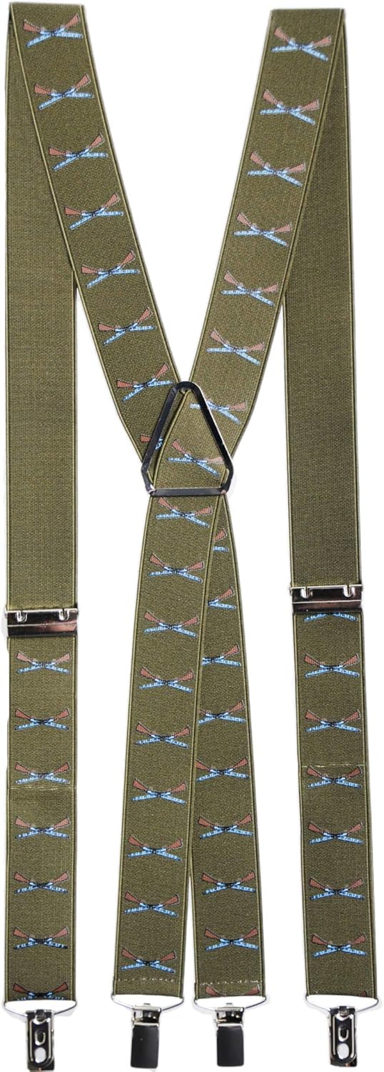 Green Shotgun Shooting Gun Trouser Braces Novelty Mens Suspenders