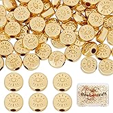 Beebeecraft 100Pcs/Box Evil Eye Spacer Beads 18K Gold Plated Monster Eye Beads Charm 5.5x6mm Loose Jewelry Making Beads for DIY Bracelet Earring Necklace