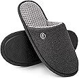 EverFoams Men's Cotton Knit Slippers Lightweight Memory Foam Indoor House Shoes with Anti-Skid Sole