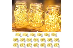 ADAMONDA 20 Pack LED Fairy Lights Battery Operated,3 Features Blinking Slowly Blinking & just on 7FT 20 LED Waterproof Mini Twinkle String Lights for Wedding Mason Jars Party Christmas Decorations(Warm White)