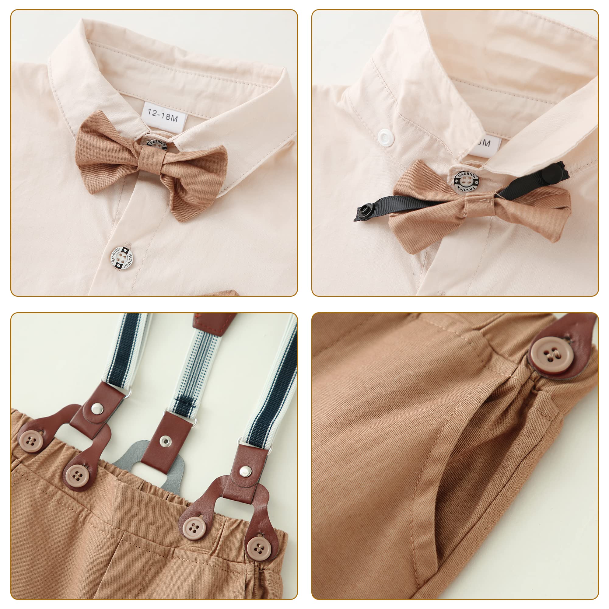 DISAUR Baby Boy Clothes Suits Toddler Dress Shirt With Bowtie Suspender Pants Outfit Sets Gentleman Wedding 1-6 Years