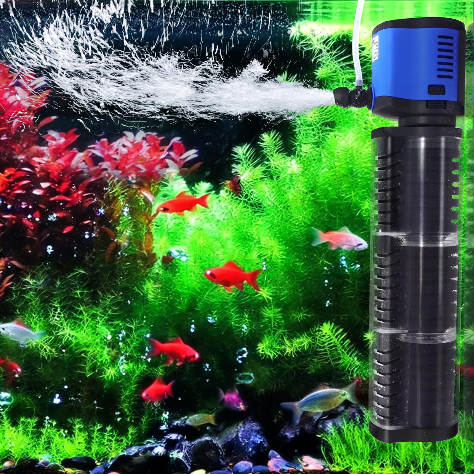 Photo 1 of COOSPIDER Aquarium Filter Pond Filter for 35-75 Gallon, 260GPH Powerful Filtration Pond Pump, Submersible Canister Filters for Fish Turtle Tank, Cold Plunge, Clear Wavemaker Oxygen Supply