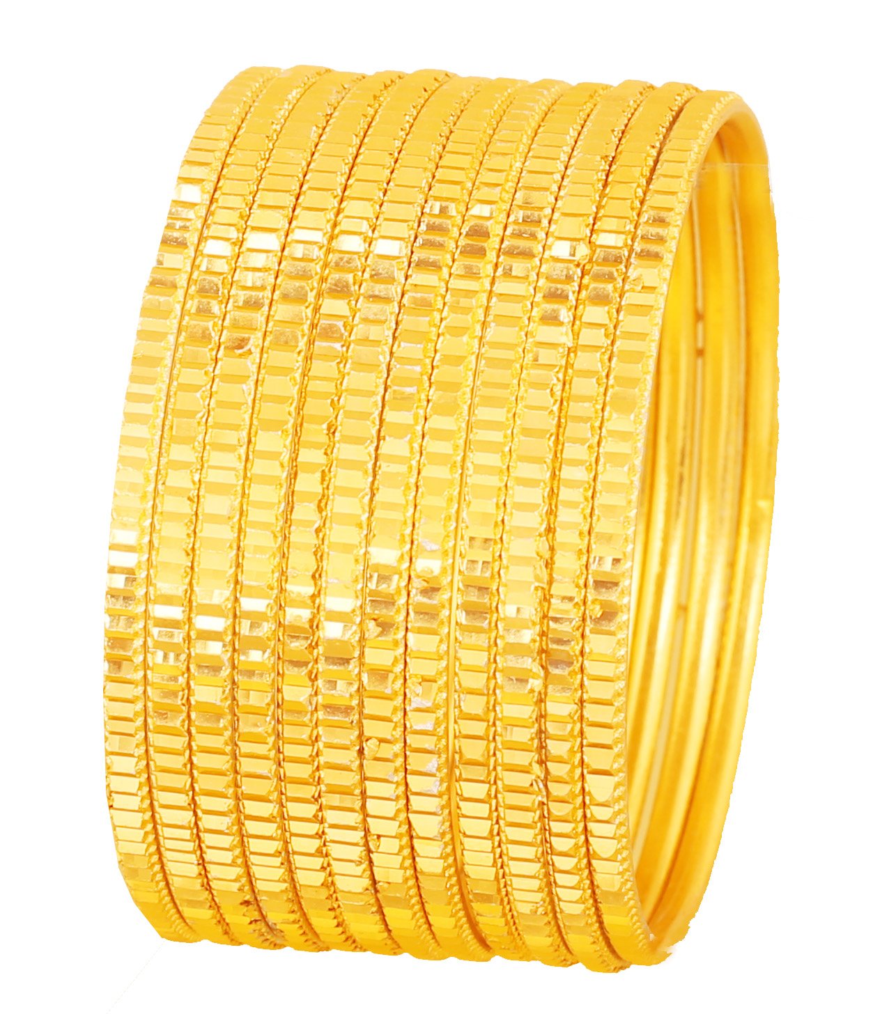Touchstone New Indian Bollywood Fine Cut Channel Work Thin Designer Bangle Bracelets. Set of 12. in Antique Gold Tone for Women. — image 1