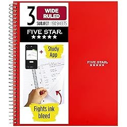 Five Star Spiral Notebook + Study App, 3