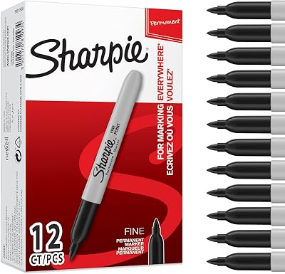 Permanent Marker | Marker Stifte mit feiner Spitze | schwarze permanente Tinte | 12 Stück Market Set