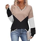 Zeagoo Women's 2026 Fall V Neck Sweater Casual Long Sleeve Lightweight Ribbed Knit Pullover Sweaters Dressy Casual Tops