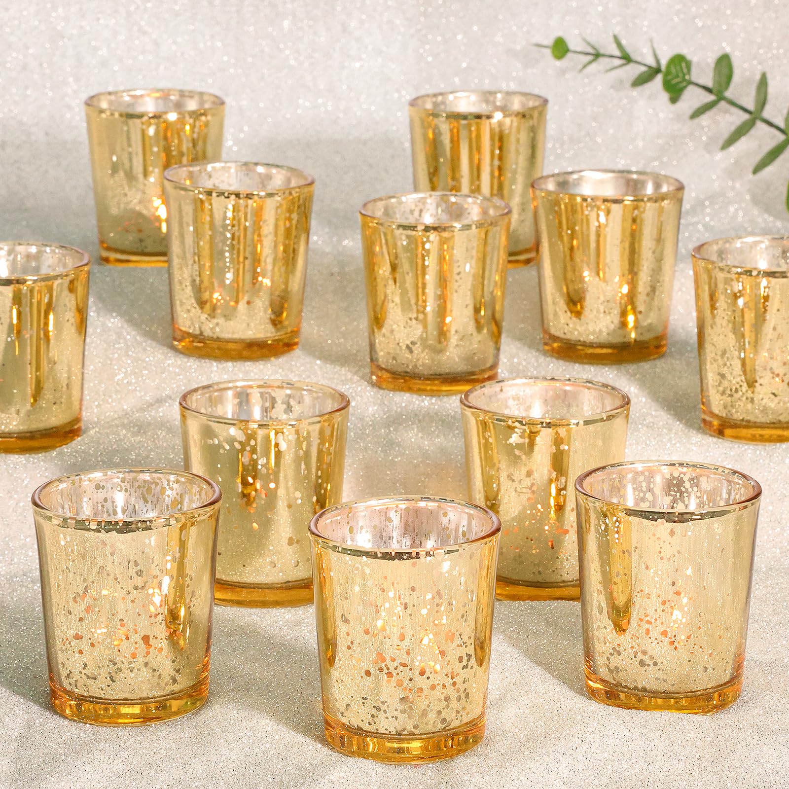 Photo 1 of KEYWING 24PCS Gold Glass Votive Candle Holders,Tea Lights Candles Holders for Table Centerpieces, Home, Bridal Shower, Birthday, Festival Party Table Decor