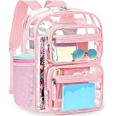 ZORFIN Heavy-Duty Clear Backpack for School and Work, Large Transparent Bag with Reinforced Straps
