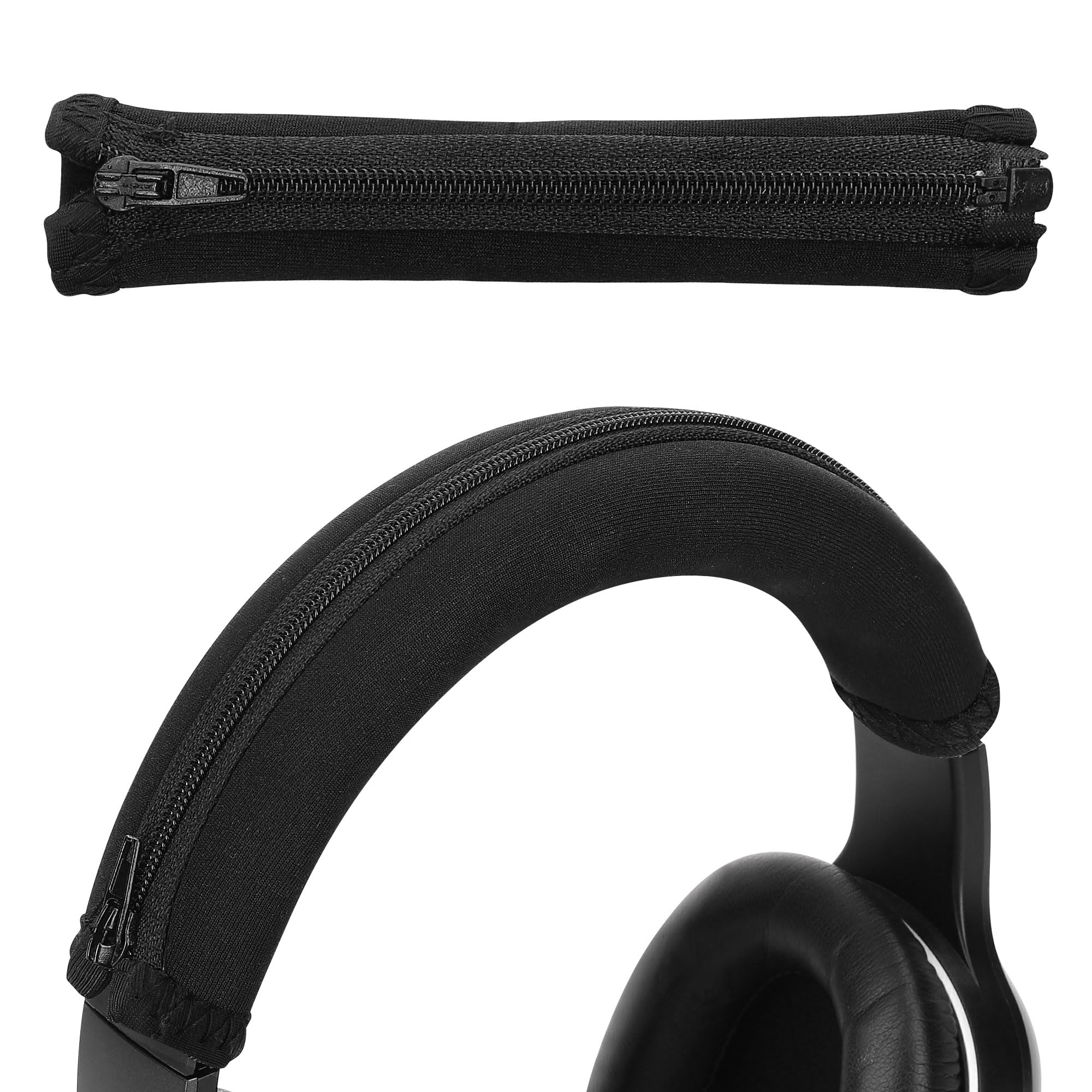 kwmobile Headband Cover Compatible with AudioTechnica ATH-S200BT / ATH-S220BT - Neoprene Zip-On Headphone Protector - Black