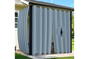 Arfntevss Outdoor Curtains for Patio Waterproof 2 Panels Blackout Curtain 84 inch Long with Zipper Top & Bottom Grommet Sun Blocking Outdoor Privacy Drape for Gazebo Porch Pergola (54x84, Light Blue)