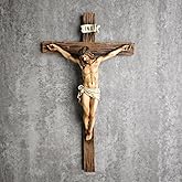 Catholic Crucifix Wall Cross, Christ Inspirational Home Décor Devout 10Inch, Devout Gifts (Khaki)