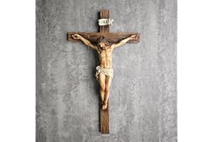 Catholic Crucifix Wall Cross, Christ Inspirational Home Décor Devout 10Inch, Devout Gifts (Khaki)