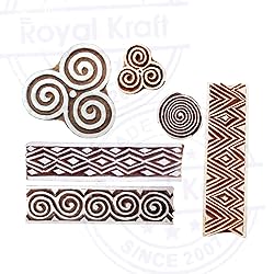 Mehndi Wood Blocks Innovative Border Swirl Shape