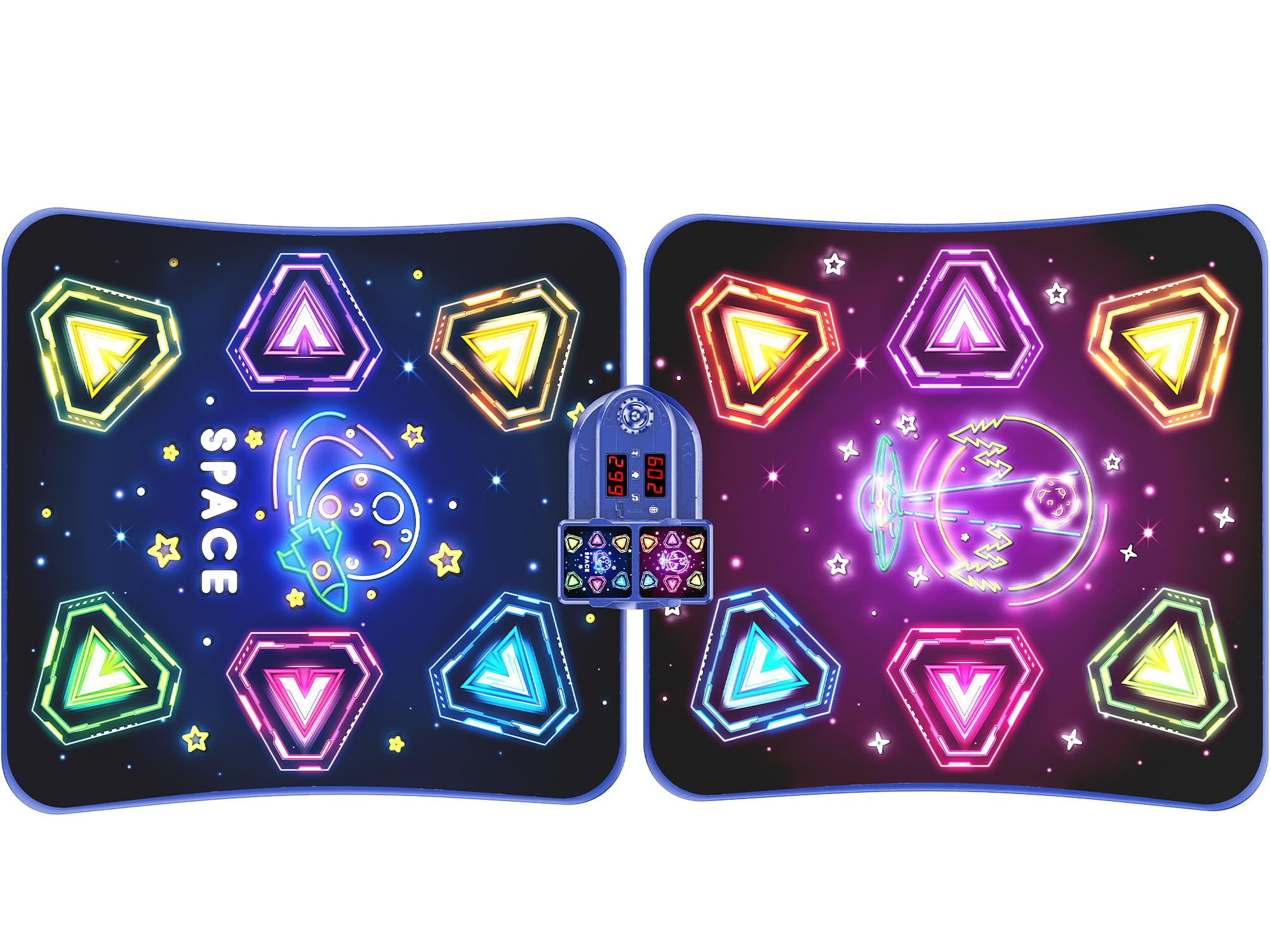 Photo 1 of 2-Player Electronic LED Light Dance Mat, Music Dance Toy with 5 Modes, Develops Hand-Eye Coordination, Challenge Game for Single or Double Players, Christmas Dance Mat Toy for Boys & Girls Ages 3-12