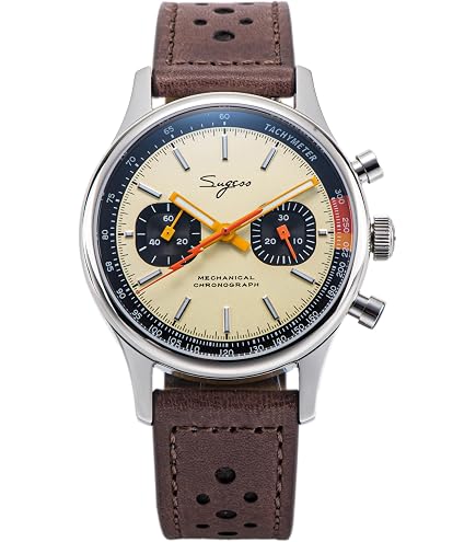 Amazon.com: Sugess Men's Panda 40mm Cream V2 Racing Chronograph