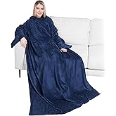 PAVILIA Wearable Blanket with Sleeves for Adult Women Men, Cozy Fleece Warm Wrap Throw with Arms, Gifts for Christmas, Wife