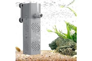 CHERLAM Submersible Aquarium Filter, 10W Internal Aquarium Filter, Adjustable Fish Tank Filter with Biological Filtration 320 GPH Water Pump for 50-150 Gal Fish Tank, Pond