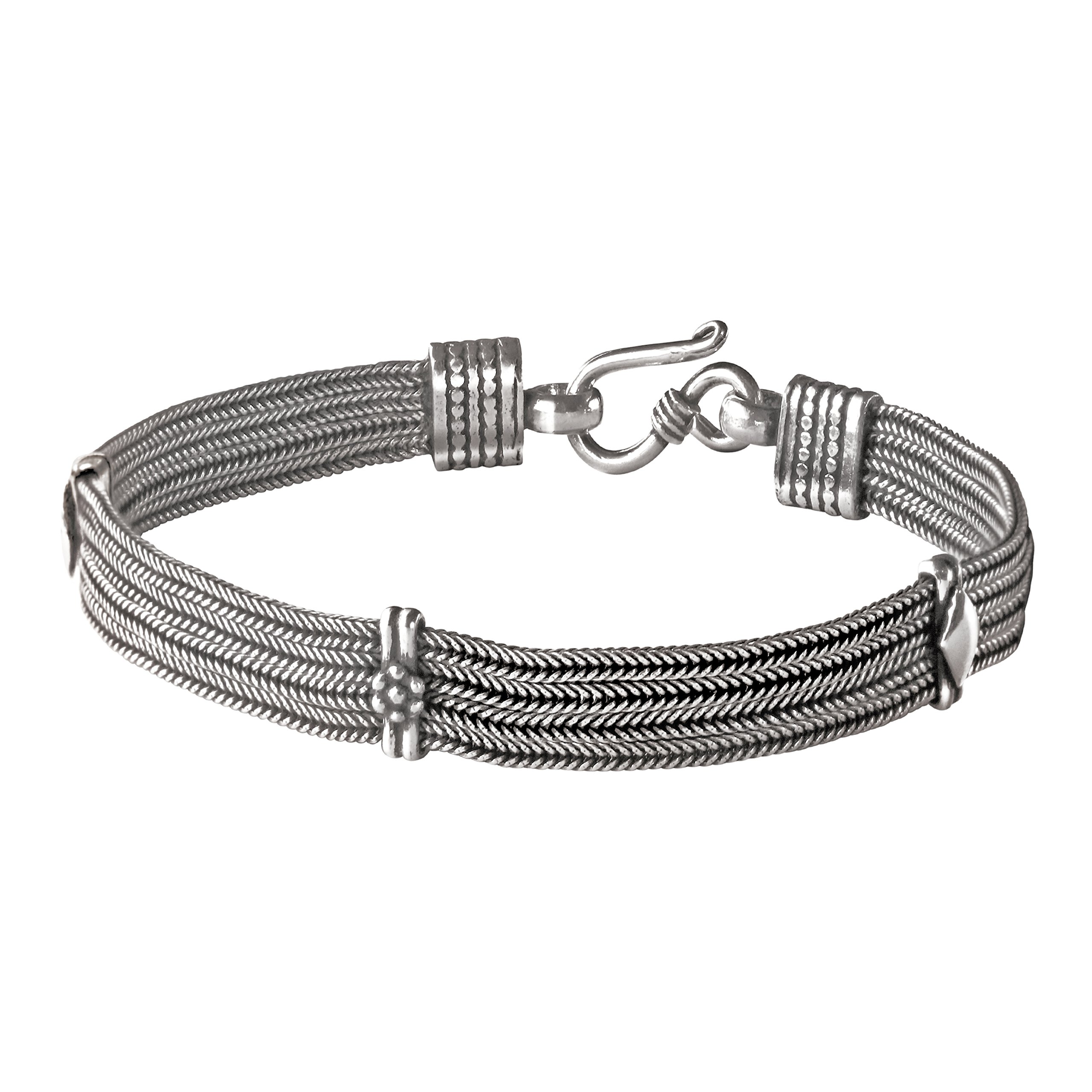Franki Baker Oxidised Edinburgh Silver Multistrand Snake Bracelet. Length: 20cms