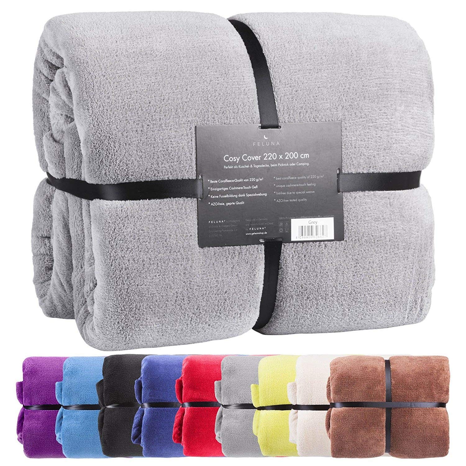 220 x 200 cm Feluna cuddly blanket XXL microfibre blanket bedspread