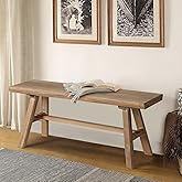 Wnutrees 39" Farmhouse Wood Bench, Rustic Solid Wood Dining Room & Entryway Bench Seat for Indoors, Easy Assembly, Natural