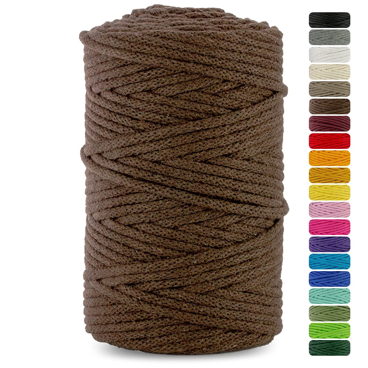 Netuno 1x Macrame Cord Braided Macramé Yarn Brown 5 mm x 100 m 0,2 inch x 3 937 inch Natural Twine String Cotton Cord Ideal Project Hanging Baskets DIY Handbags Decoration