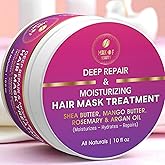 MAKOF BEAUTY Deep Repair Hair Mask - Moisturizing Treatment with Shea Butter, Mango Butter, Argan Oil & Rosemary - Hydrates & Restores Dry, Damaged Hair - 10 fl oz