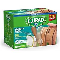 Curad Bulk Variety Pack Assorted Bandages, Flex-Fabric, Waterproof, Plastic, Knuckle, Heavy Duty Bandages (320Count)
