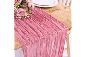 SAJOO Dusty Rose Cheesecloth Table Runner Gauze Table Runner 1 PC 10FT Boho Rustic Sheer Cheese Cloth Table Runner Bulk 120 Inch for Wedding Baby Bridal Shower Birthday Party Table Decorations