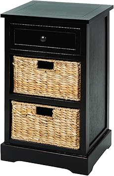 Amazon Com Urban Designs Imported Malibu 3 Drawer Night Stand With Wicker Baskets Espresso