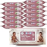 MED PRIDE Unscented Baby Wipes Bulk, 12 X 80 Ct =960 Wipes Total, Alcohol-Free, Aloe Vera & Vitamin E, Extra Soft & Strong, Paraben-Free, Non-Irritating