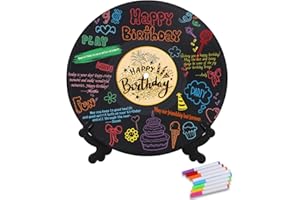DEMIUKO Vinyl Record Happy Birthday Decorations Guest Book Alternatives, Happy Birthday Party Favors Sign Poster Large Birthd