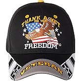Artisan Owl Officially Licensed Thank A Vet for Your Freedom with Flag and Eagle Embroidered Baseball Cap Black