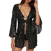 BECCA womens Tie Front Tunic, Casual, Beach Cover Ups for Women