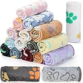 Chumia 18 Pcs Fleece Pet Blanket Soft Warm Sleep Mat Fluffy Cute Puppy Supplies Paw Bone Star Elephant Dot Heart Print Design Bed Blankets for Dog Cat Kitten Animals(30 x 20 Inch,Cute)